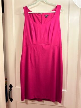 Ann Taylor Hot Pink Fuchsia Sheath Dress, Knee Length Sz 14